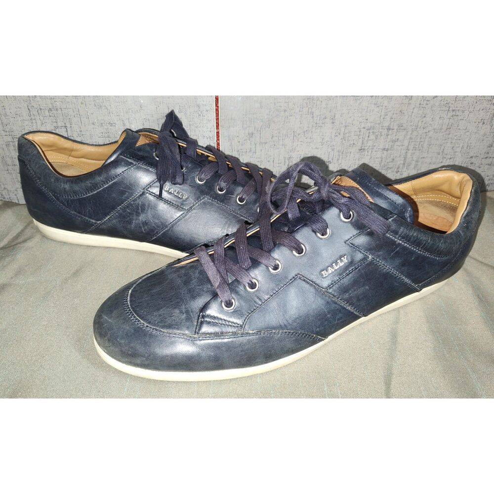 Bally Men's Navy Low Leather Shoes Sz 13D